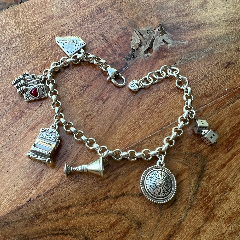 Brighton Silver Charm Bracelet with Red Accents